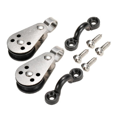 

Kayak Canoe Anchor Trolley Kit 2 Stainless Steel Pulleys 2 Nylon Pad Eyes with 4 Stainless Steel Screws