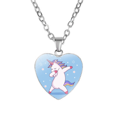 

Unicorn Necklace Pegasus Heart Shape Charm Alloy Pendant for Girls Women Birthday Party Gifts