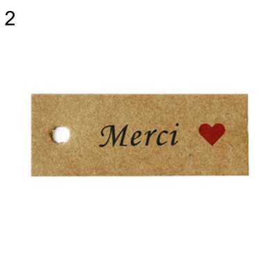 

100Pcs Kraft Paper THANK YOU MERCI HANDMADE WITH LOVE Printed DIY Gift Label Tag