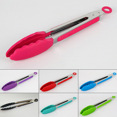 

Stainless Steel Kitchen Restaurant Tongs Food BBQ Cooking Non-Stick Silicone Tip