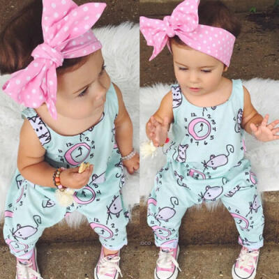 

Newborn Baby Girl Clothes Flower Jumpsuit Romper Bodysuit Headband Outfits UK