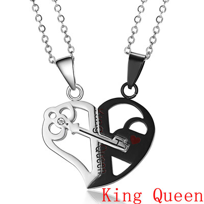 

Couple Necklace Broken Heart 2 pcs Key Locket Dad Mom Love you Pendant Necklace Double Color Friends Family Lovers Jewelry Gift