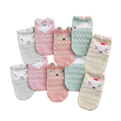 

5 Pairs Unisex Cute Cartoon Socks Newborn Baby Soft Cotton Mesh Boat Socks