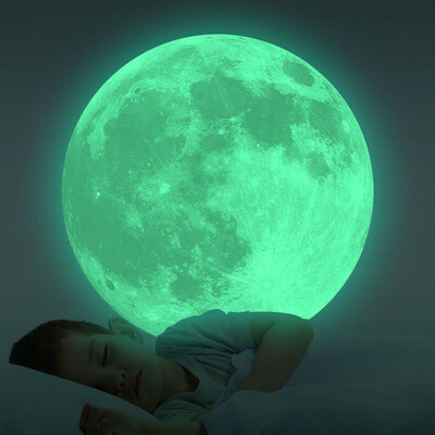 

〖Follure〗20cm 3D Large Moon Fluorescent Wall Sticker Removable Glow In The Dark Sticker