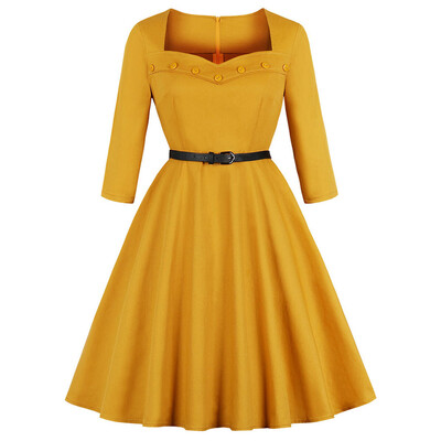 

Sweetheart Neck Button Embellished A Line Dress