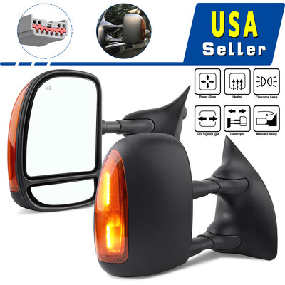 

Fit for 99-07 Ford F250 F350 Super Duty Trailer Tow Mirrors Power Heated Signal