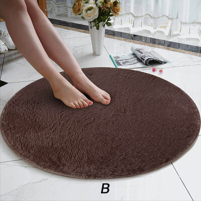 

〖Follure〗80cm Soft Coral Velvet Round Rug Anti-skid Doormat Carpet Bath Living Room Rug