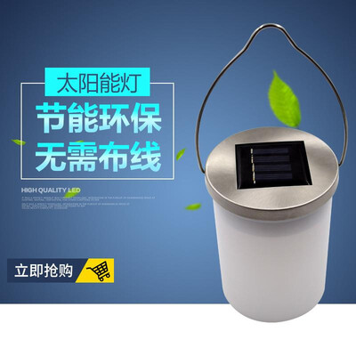 

Cross-border dedicated solar led round hanging lamp stainless steel solar hanging lamp garden park lawn lamp creative