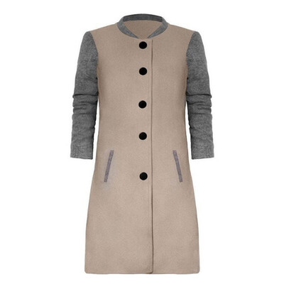 

Autumn Winter Women Slim Windbreaker Coat Single Breasted Long Trench Jacket