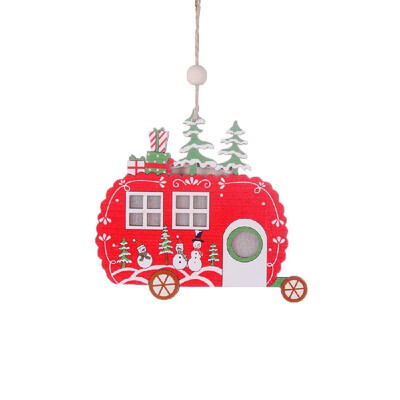 

4 Types Decoration In 1 Bag Delicate Christmas Decoration Wooden Hollowed-Out Pendant With Light