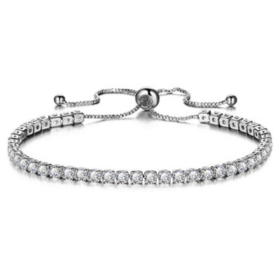 

Luxury Shiny Solid Drill Single Row Press Pull Bracelet Girls Jewelry Personality Fashion Bracelet