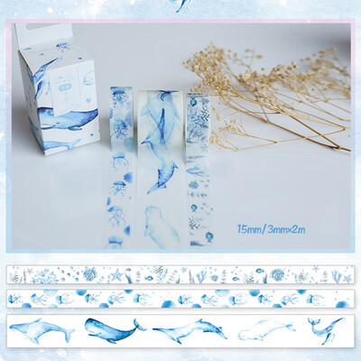 

3 PcsBox Fantasy Ocean Beautiful Flowers Plant Washi Tape DIY Decoration for Scrapbooking Masking Tape Adhesive Tape