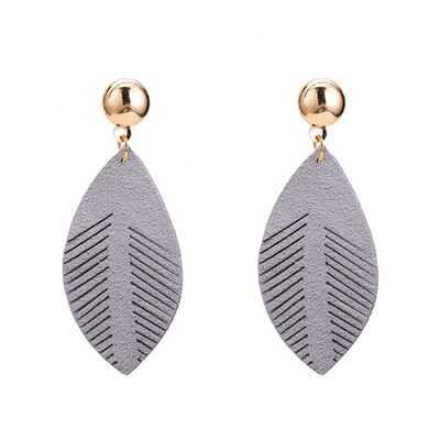 

EK2184 Hot Sale Creative Harajuku Cute Leather Leaf Drop Earrings for Women Fashion Jewelry Personality Feather Brincos Gift