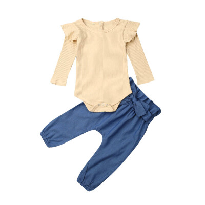 

Lovely Newborn Baby Girl Clothes Long Sleeve Romper Pants Trousers Outfits Set