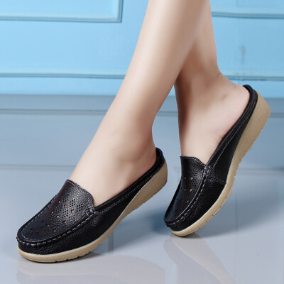 

Rose Women Casual Wedges Soft Bottom Outdoor Slip On Half slipper Peas Boat Shoes