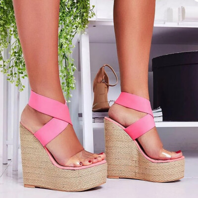 

Rose Stylish Womens Flats Breathable Open-Toe Cross Shoes Wedges Platform Sandals