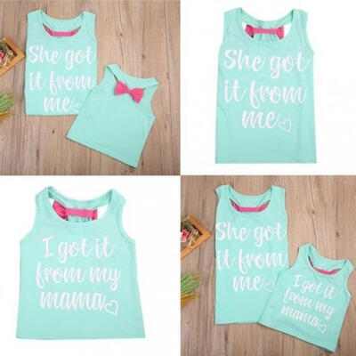 

Family Mother&Daughter Kids Matching Vest Tank Tee Set Outfit Casual T shirt