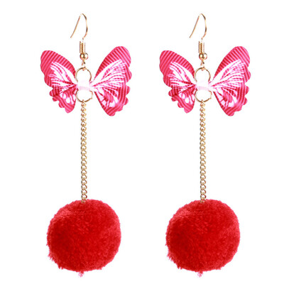 

1 Pair Long Butterfly Earrings for Women Fashion Jewelry Hair Ball Earrings Earrings Bohemian Earrings