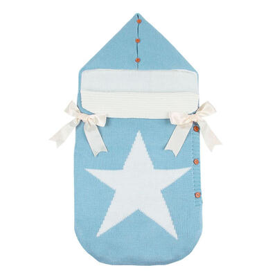 

Cute Bowknot Pentagram Knitted Hooded Baby Blanket Swaddling Sleeping Bag