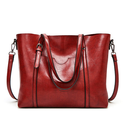 

Large Capacity Solid Color Tote Women Faux Leather Zip Crossbody Shoulder Bag