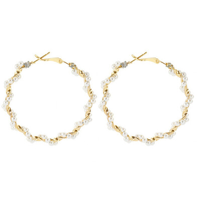 

Cold Wind Fairy Temperament Personality Hundred Pearls Around The Circle Exaggerated Large Circle Earring Ear Ring Earrings