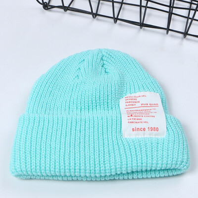 

Sticking letters original Chao brand melon skin wool cap sailor short-style hooligans retro-Korean hip-hop ins knitted hat