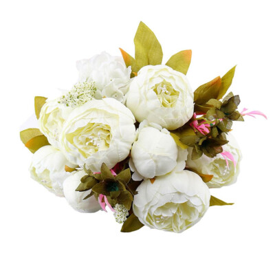 

Siaonvr 1 Bouquet Vintage Artificial Peony Silk Flowers Bouquet For Decoration