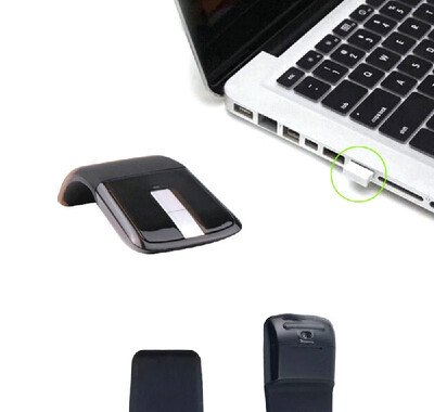 

Poratble Optical Arc Touched Wireless Mouse Silent USB Charging Gaming Folding With USB Receiver