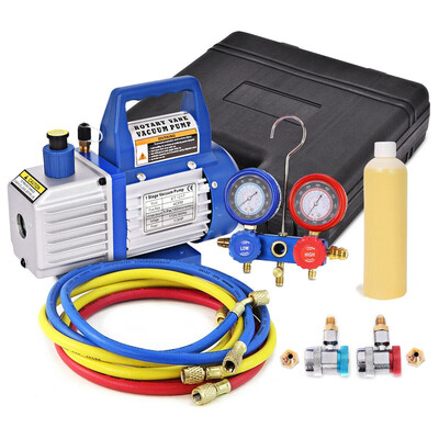

4CFM 13HP Air Vacuum Pump HVAC Refrigeration Kit AC Manifold Gauge Set R134