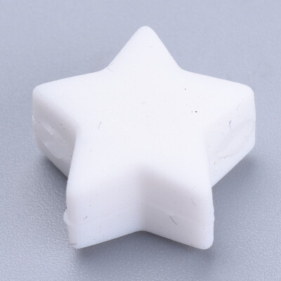 

Food Grade Environmental Silicone Beads Chewing Beads For Teethers DIY Nursing Necklaces Making Star White 14x135x8mm Hole