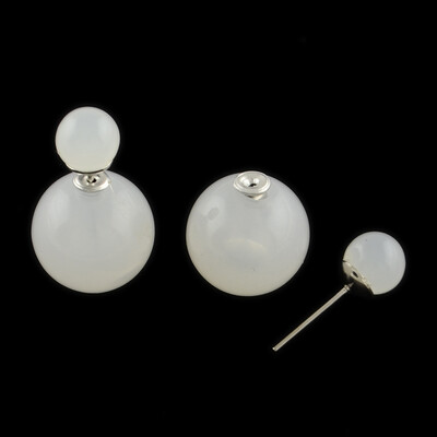 

Acrylic Imitate Jelly Double Faced Ball Stud Earrings with Platinum Iron Pins White 816mm Pin 07mm