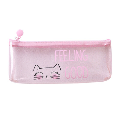 

Siaonvr Pink Transparent Pencil Case Cosmetic Bag Makeup Pouch Pencils Box