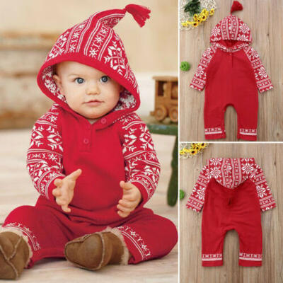 

Newborn Baby Boy Girl Cotton Christmas Long Romper Jumpsuit Bodysuit Outfits US
