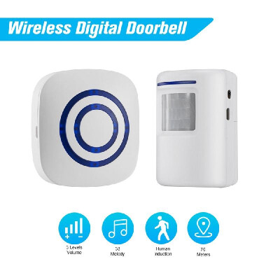 

Wireless Digital Doorbell 1Transmitter 2Receiver PIR Sensor Infrared Induction Alarm Welcome Guests Body Door Bell 38