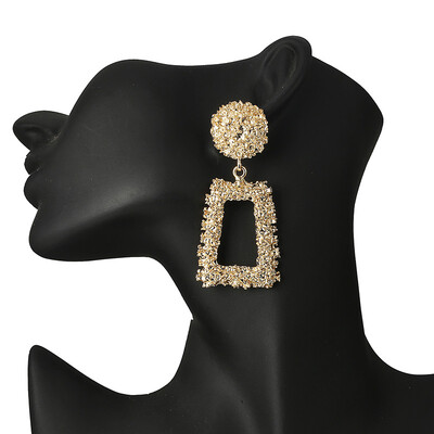 

2019 Hot Gold Silver Geometric Statement Earring Metal Earring Hanging Fashion Big Vintage Earrings for Women Jewelry Wholesale