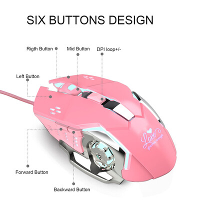 

HXSJ X500 Wired Mouse Lighted USB20 Extension Cable 4 Adjustable 3200DPI Silent Gaming Mouse Valentine Gift
