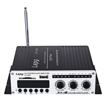 

Lepy LP - V9S Mini Car Hi-Fi Stereo Output Power Amplifier Support FM Radio USB SD Card Input - UK Plug