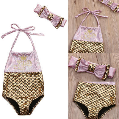 

2017 Kids Girls Swimmable Mermaid Bikini Set Swimsuit Swimwear Bathing Costume