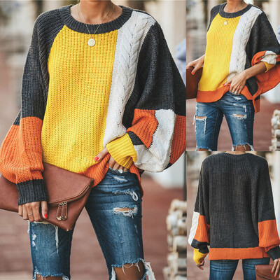 

Tailored Women Loose Knitted Floral Print Long Sleeve O-Neck Embroidered Sweater Blouse