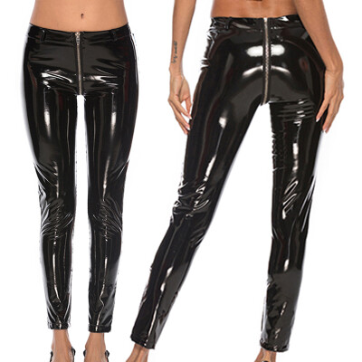 

Women Faux Leather Leggings Mid Waist Skinny Long Pants Skinny Trousers Clubwear