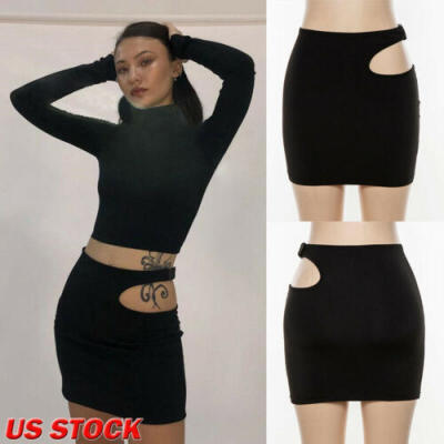 

Women Sexy Mini Skirt Buckle Slim Seamless Stretch Tight Short Pencil Skirt