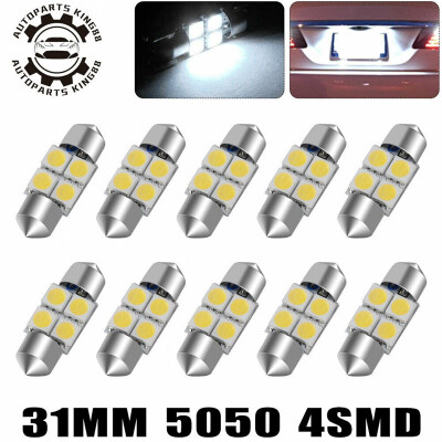 

10X 30MM 31MM 5050 Festoon LED White Trunk Glove Dome Map Interior Light Bulbs