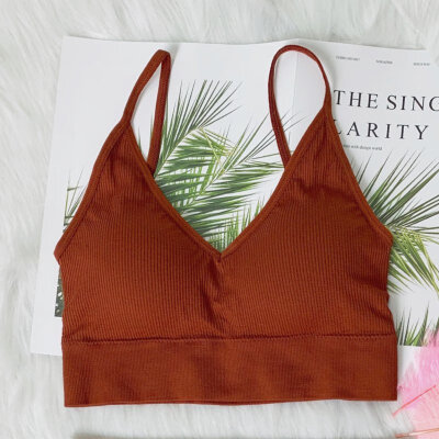 

Sports Bra Female Beauty Back Gathered Vest-Type Rimless Cotton Material Material Comfortable Breathable Elastic Wild Fashion