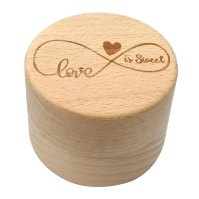 

Letter Engraved Rustic Wooden Ring Box Round Ring Bearer Holder Jewelry Case Storage Container For Wedding Engagement Proposal