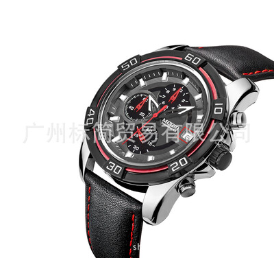 

Meigel watch with calendar timing mens leather watch business casual quartz watch