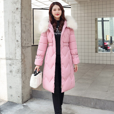 

Tailored Women Fashion Outerwear Long Cotton-padded Jackets Pocket Faux Fur Hooded Coats