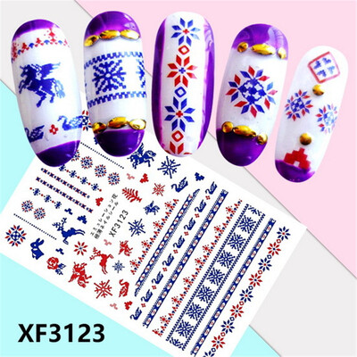 

〖Follure〗Christmas Nail Art Water Transfer Decals Snowflake Xmas Manicure Stickers Tips