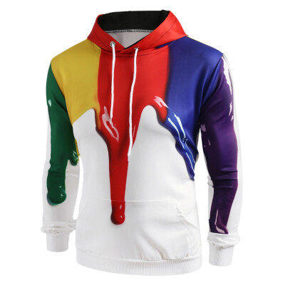 

3D Paint Dripping Print Kangaroo Pocket Hoodie