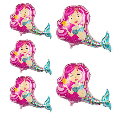 

1pc5pcs Aluminum Film Balloon Mermaid Pattern Balloon for Festival Decor