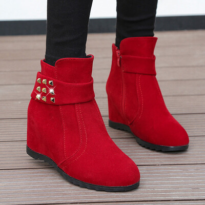 

Womens shoes Martin boots to increase the autumn winter&autumn short boots grinding rivets all sets of thin boots